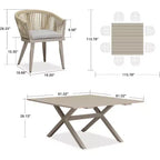 PURPLE LEAF Outdoor Dining Set with Patio Aluminium Dining Table and Wicker Rattan Chairs Modern Furniture Cushions Sets for Backyard