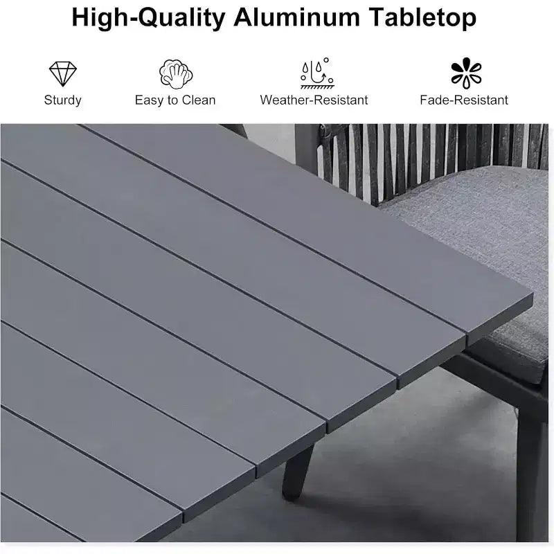 PURPLE LEAF Outdoor Dining Set with Patio Aluminium Dining Table and Wicker Rattan Chairs Modern Furniture Cushions Sets for Backyard