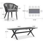 PURPLE LEAF Outdoor Dining Set with Patio Aluminium Dining Table and Wicker Rattan Chairs Modern Furniture Cushions Sets for Backyard