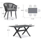 PURPLE LEAF Outdoor Dining Set with Patio Aluminium Dining Table and Wicker Rattan Chairs Modern Furniture Cushions Sets for Backyard