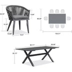 PURPLE LEAF Outdoor Dining Set with Patio Aluminium Dining Table and Wicker Rattan Chairs Modern Furniture Cushions Sets for Backyard