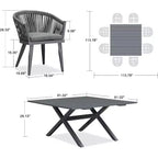 PURPLE LEAF Outdoor Dining Set with Patio Aluminium Dining Table and Wicker Rattan Chairs Modern Furniture Cushions Sets for Backyard