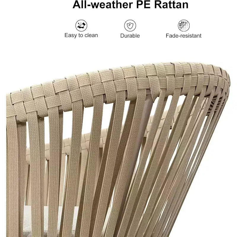PURPLE LEAF Outdoor Dining Set with Patio Aluminium Dining Table and Wicker Rattan Chairs Modern Furniture Cushions Sets for Backyard