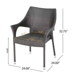 GDFStudio Mahalo Outdoor Wicker and Acacia Wood 6 Piece Dining Set with Bench