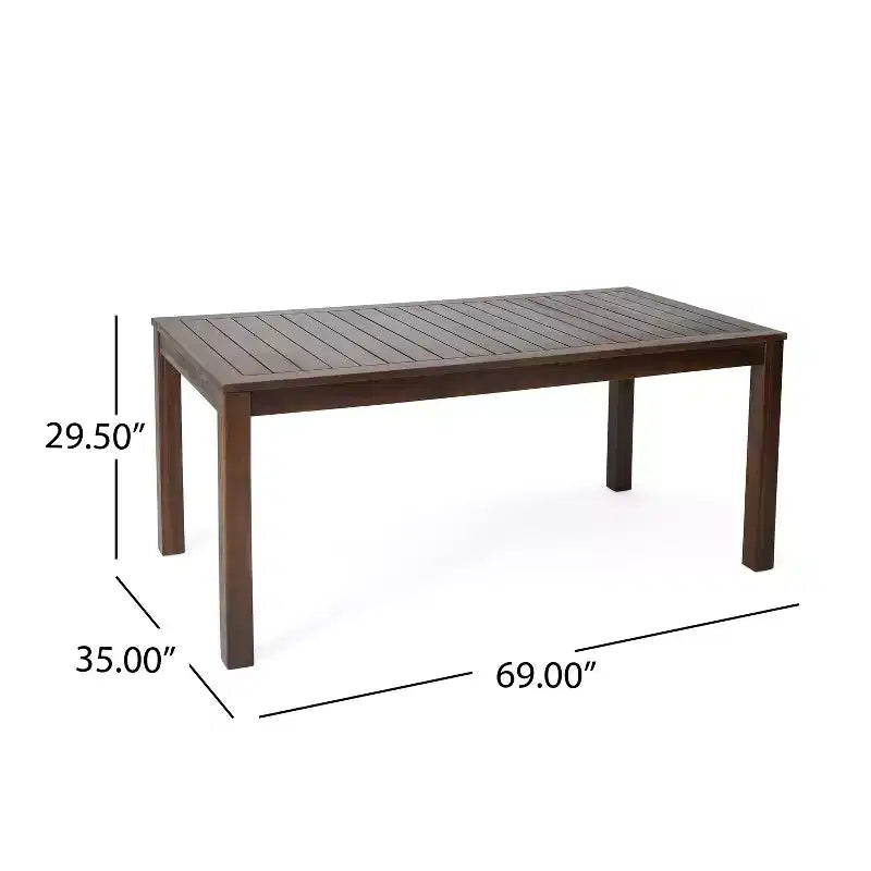 GDFStudio Paoha Outdoor Acacia Wood 7 Piece Dining Set with Slatted Design