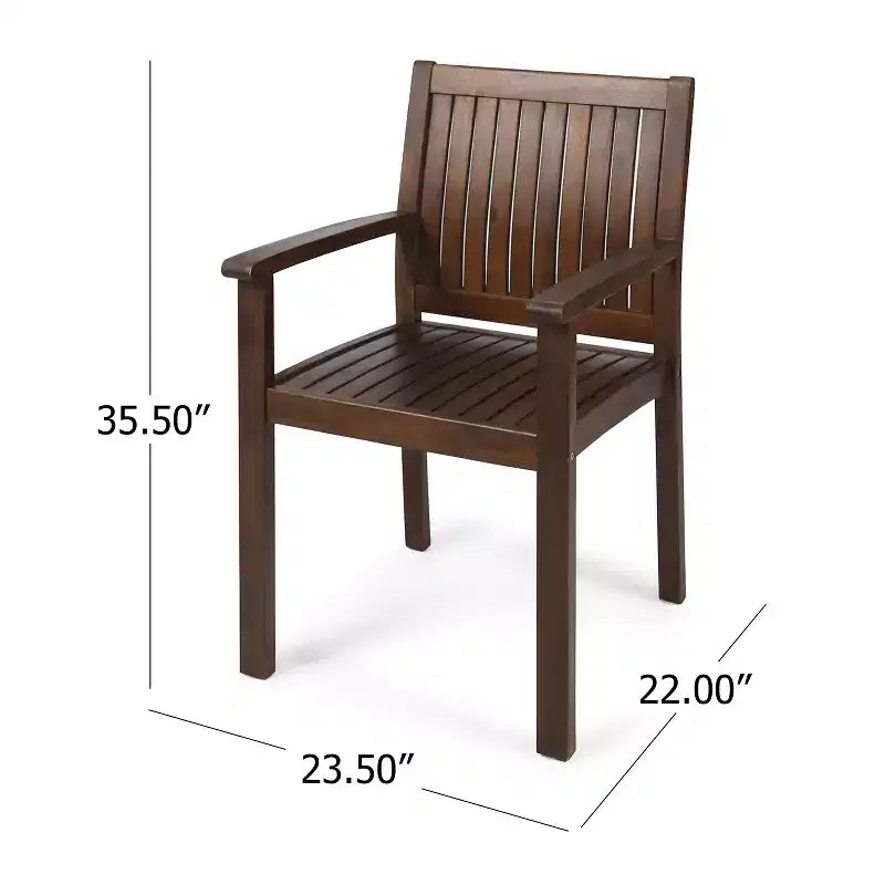 GDFStudio Paoha Outdoor Acacia Wood 7 Piece Dining Set with Slatted Design