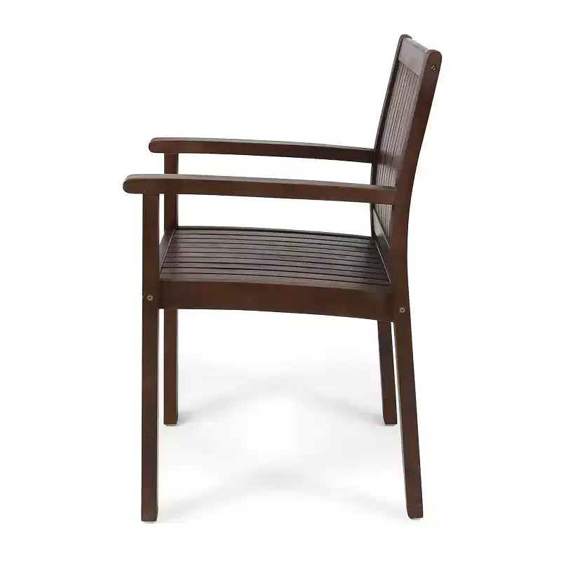 GDFStudio Paoha Outdoor Acacia Wood 7 Piece Dining Set with Slatted Design