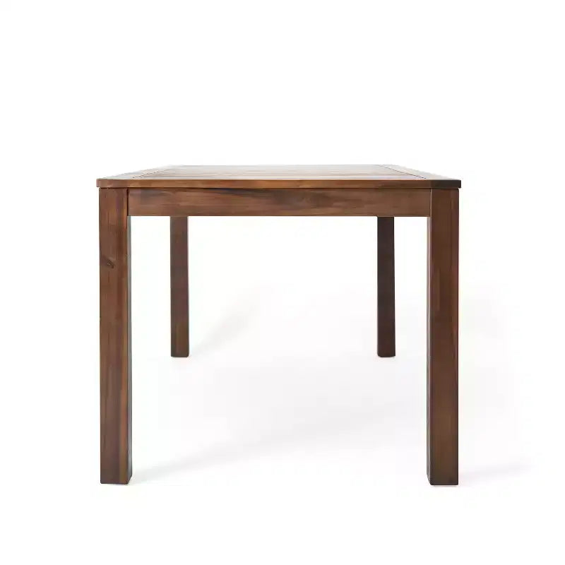 GDFStudio Paoha Outdoor Acacia Wood 7 Piece Dining Set with Slatted Design