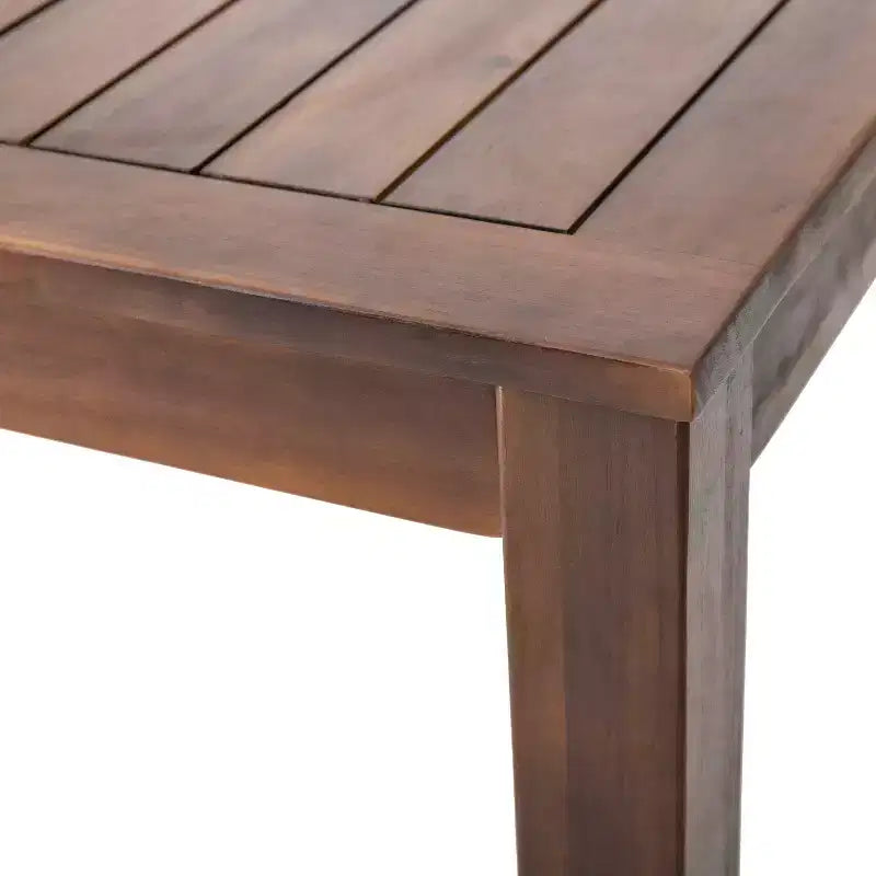 GDFStudio Paoha Outdoor Acacia Wood 7 Piece Dining Set with Slatted Design