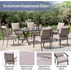 ALAULM Ensemble de Salle à Manger d'Extérieur 7 Pièces, Meubles de Patio en Métal avec 6 Chaises Fixes et Grande Table