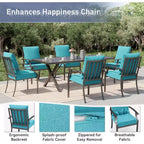 ALAULM Ensemble de Salle à Manger d'Extérieur 7 Pièces, Meubles de Patio en Métal avec 6 Chaises Fixes et Grande Table