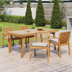 Christopher Knight Home Ashe Ensemble de salle à manger d'extérieur rustique 5 pièces en bois d'acacia avec coussins