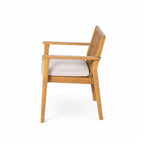 Christopher Knight Home Ashe Ensemble de salle à manger d'extérieur rustique 5 pièces en bois d'acacia avec coussins