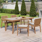 Christopher Knight Home Ashe Ensemble de salle à manger d'extérieur rustique 5 pièces en bois d'acacia avec coussins