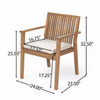 Christopher Knight Home Ashe Ensemble de salle à manger d'extérieur rustique 5 pièces en bois d'acacia avec coussins