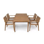 Christopher Knight Home Ashe Ensemble de salle à manger d'extérieur rustique 5 pièces en bois d'acacia avec coussins