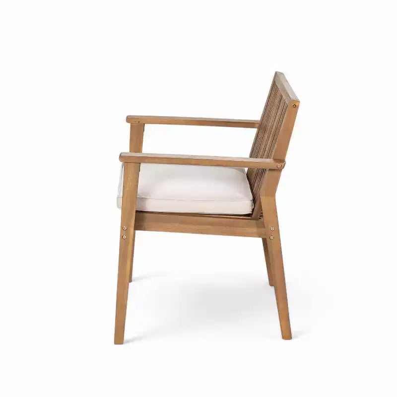Christopher Knight Home Ashe Ensemble de salle à manger d'extérieur rustique 5 pièces en bois d'acacia avec coussins