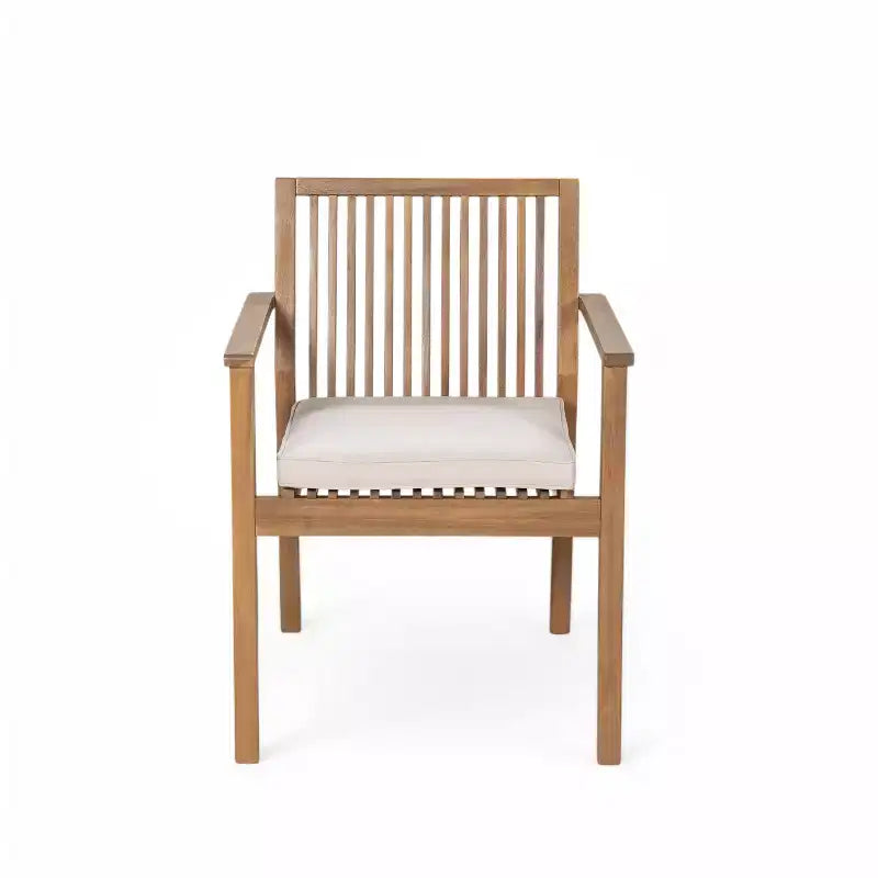 Christopher Knight Home Akshan Rustic 5 Piece Patio Acacia Wood Dining Set with Cushions