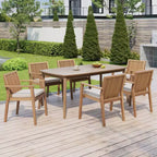 Christopher Knight Home Anivia - Ensemble de salle à manger rustique 7 pièces en bois d'acacia avec coussins