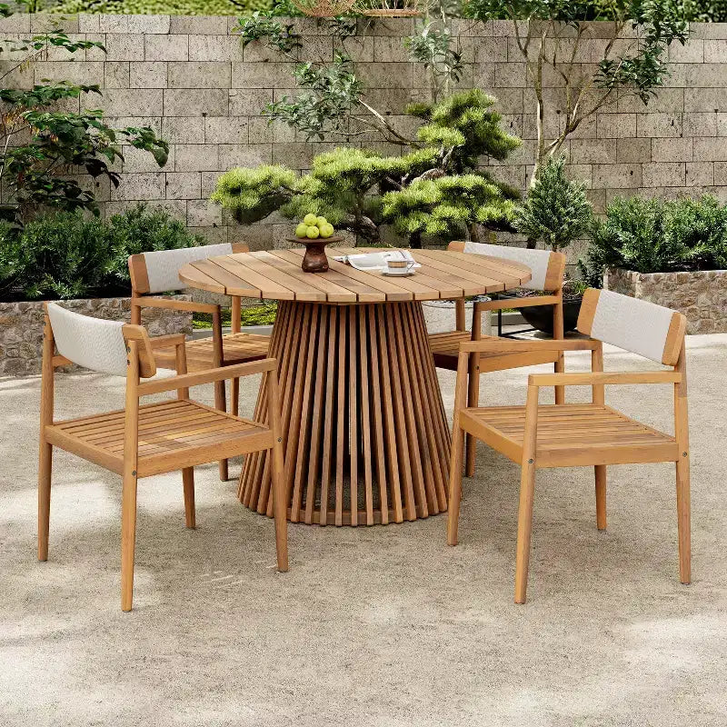 Christopher Knight Home Set da pranzo rustico da 5 pezzi in legno di acacia per patio