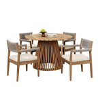 Christopher Knight Home Sivir Ensemble de salle à manger d'extérieur moderne de 5 pièces en bois d'acacia avec coussins