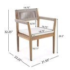 Christopher Knight Home Sivir Ensemble de salle à manger d'extérieur moderne de 5 pièces en bois d'acacia avec coussins