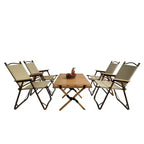 MAYEERTY Dining Set Foldable 1 Table 4 Chairs Indoor Outdoor Natural Kids Friendly