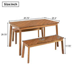 MAYEERTY Ensemble de salle à manger 3 pièces Table en acacia 2 bancs Intérieur Extérieur Naturel pour Terrasse Jardin