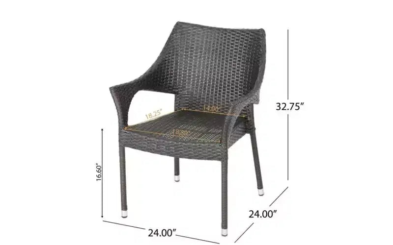 Ensemble de salle à manger d'extérieur 5 pièces en bois d'acacia et osier Jerzie Christopher Knight Home
