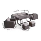 Christopher Knight Home Santa Rosa Outdoor Wicker and Aluminum 8 Piece Sofa Dining Set
