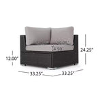 GDFStudio Avianna Outdoor Wicker 7 Seater Sofa Dining Set with Ottomans and Cushions