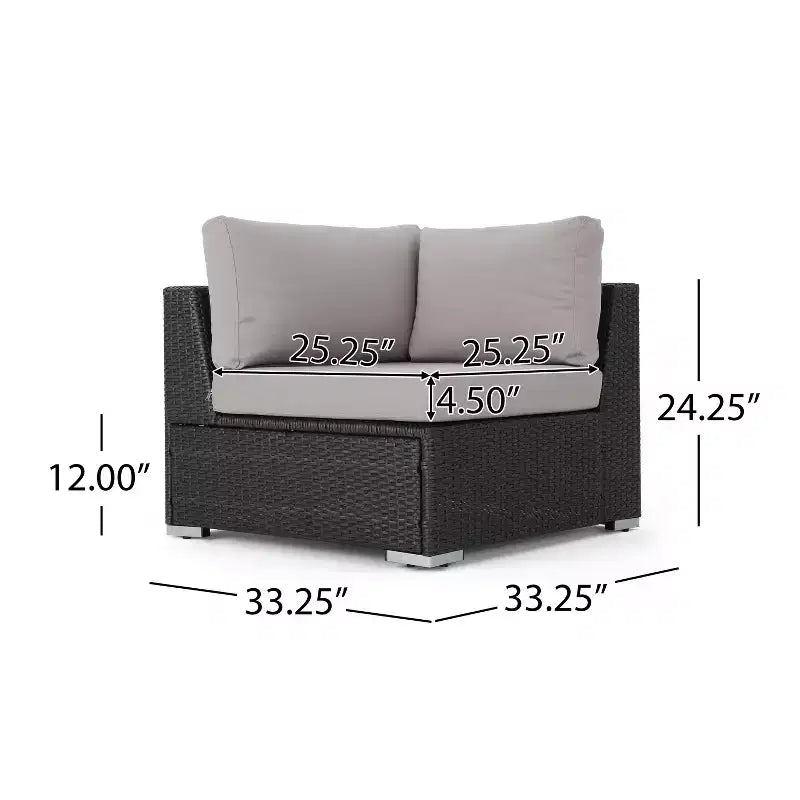 GDFStudio Avianna Outdoor Wicker 7 Seater Sofa Dining Set with Ottomans and Cushions