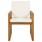 ModernLuxe 5-Piece Outdoor Dining Set Patio Furniture Set with 4 Armchairs & 1 Table for Garden Balcony Backyard, Acacia Wood Frame, Beige+Natural