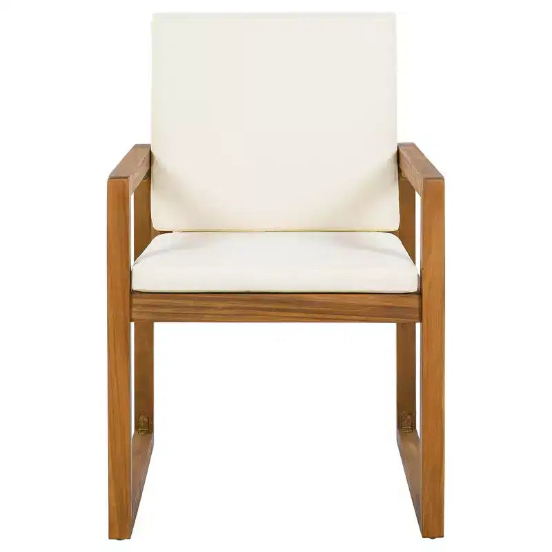 ModernLuxe 5-Piece Outdoor Dining Set Patio Furniture Set with 4 Armchairs & 1 Table for Garden Balcony Backyard, Acacia Wood Frame, Beige+Natural