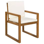 ModernLuxe 5-Piece Outdoor Dining Set Patio Furniture Set with 4 Armchairs & 1 Table for Garden Balcony Backyard, Acacia Wood Frame, Beige+Natural
