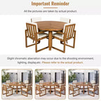 ModernLuxe 5-Piece Outdoor Dining Set Patio Furniture Set with 4 Armchairs & 1 Table for Garden Balcony Backyard, Acacia Wood Frame, Beige+Natural