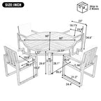 ModernLuxe 5-Piece Outdoor Dining Set Patio Furniture Set with 4 Armchairs & 1 Table for Garden Balcony Backyard, Acacia Wood Frame, Beige+Natural