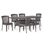 Christopher Knight Home Truda – Salle à manger d'extérieur 7 pièces avec table en rotin de 175 cm et chaises empilables