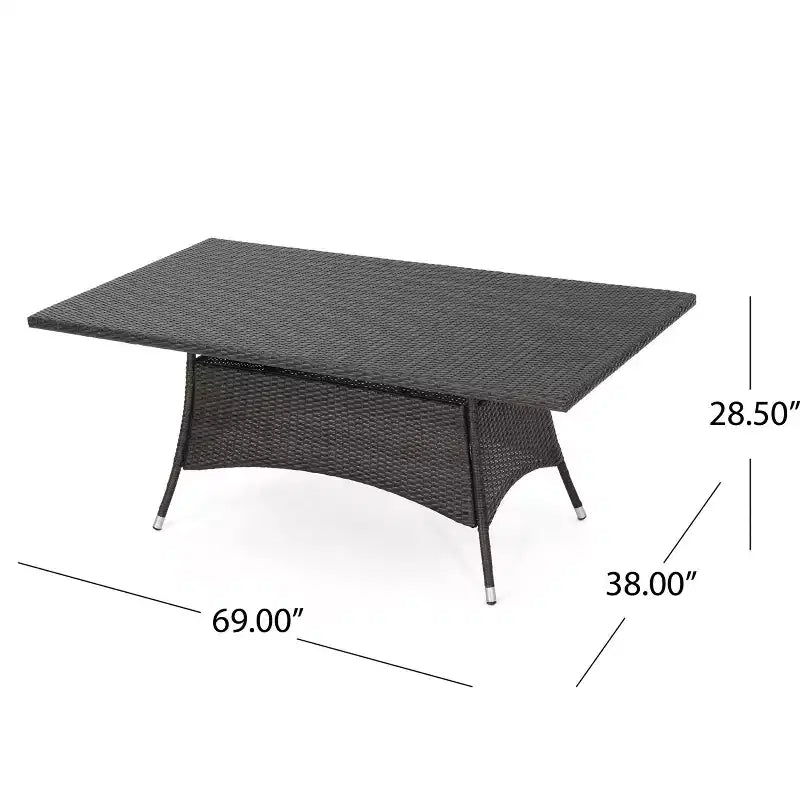 Christopher Knight Home Truda – Salle à manger d'extérieur 7 pièces avec table en rotin de 175 cm et chaises empilables