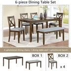 Ensemble de salle à manger MAYEERTY 7 pièces – Table rectangulaire en bois et 6 chaises rembourrées pour les réunions de famille