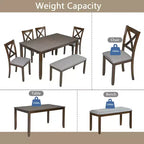 Ensemble de salle à manger MAYEERTY 7 pièces – Table rectangulaire en bois et 6 chaises rembourrées pour les réunions de famille