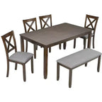 Ensemble de salle à manger MAYEERTY 7 pièces – Table rectangulaire en bois et 6 chaises rembourrées pour les réunions de famille