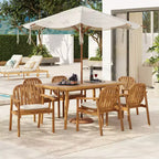 Christopher Knight Home Kennen 7 Piece Outdoor Rustic Acacia Wood Dining Set with Cushions