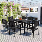 CLIHOME Ensemble de table et chaises d'extérieur en acier 7 pièces, Ensembles de salle à manger de patio pour patio, balcon, arrière-cour
