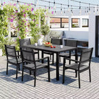 CLIHOME Ensemble de table et chaises d'extérieur en acier 7 pièces, Ensembles de salle à manger de patio pour patio, balcon, arrière-cour