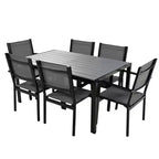 CLIHOME Ensemble de table et chaises d'extérieur en acier 7 pièces, Ensembles de salle à manger de patio pour patio, balcon, arrière-cour