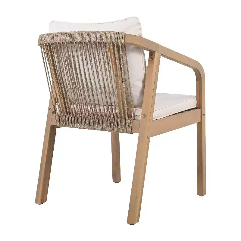 Christopher Knight Home Olcott 5 Piece Outdoor Acacia Wood Dining Set with Expandable Table and Woven Rope Armchairs