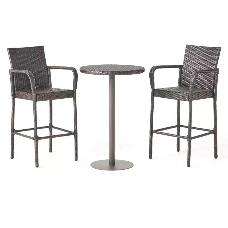 GDFStudio Barnby Ensemble de bar 3 pièces en osier et fer pour extérieur