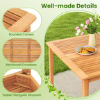 Costway Ensemble de salle à manger 5 pièces en bois d'acacia pour patio avec coussins moelleux et trou pour parasol