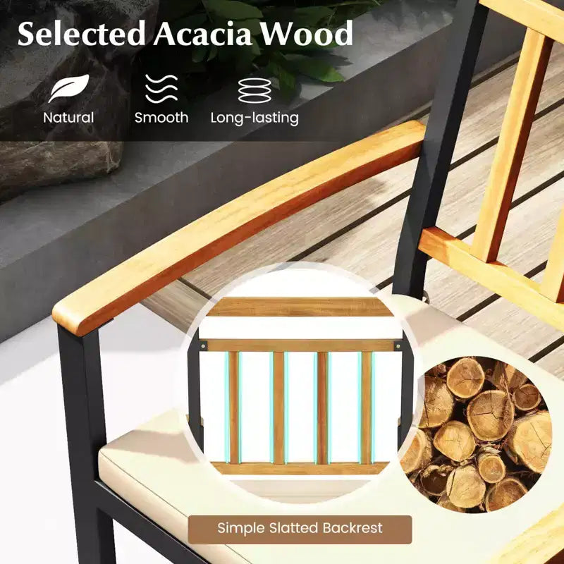 Costway Ensemble de salle à manger d'extérieur 7 pièces en bois d'acacia avec coussins moelleux et trou pour parasol